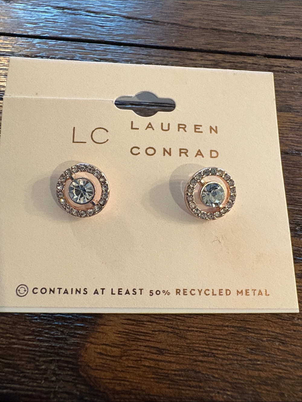 FREE in bundle  NWT LC Lauren Conrad Rose Gold Halo Earrings with Clear Crystals